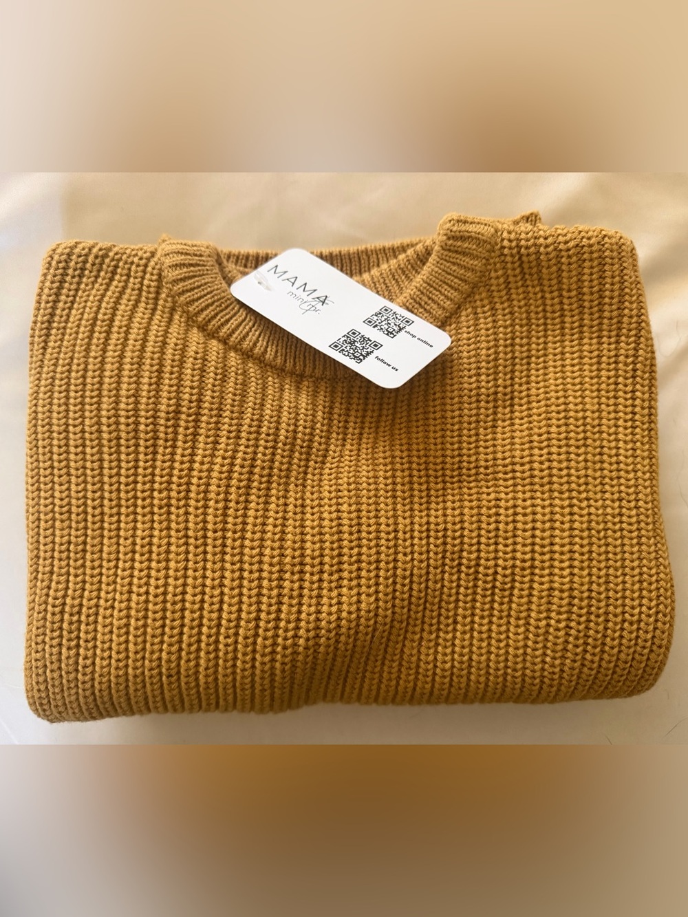 NWT Mama & Mini Me Chunky Knit Crewneck Sweater In Mustard Yellow~ Multi Sizes - Picture 3 of 4